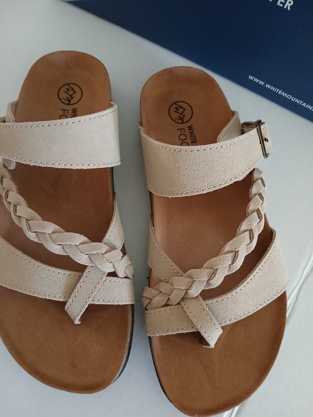 White Mountain Size 8 Women's Taupe Braided Strap Sandals $40 - Picture 3 of 9